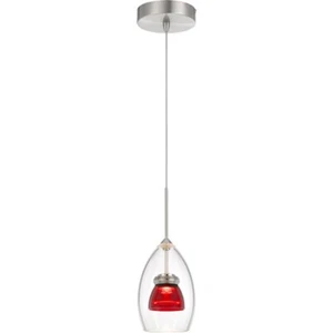 Cal Lighting 13" Metal and Glass Mini Pendant, Clear/Red Clear - UP-128-CL-REDCL - Picture 1 of 1
