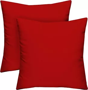 RSH Decor Set of 2 Indoor Outdoor Decorative Throw Pillows, 17" x 17" Solid Red - Picture 1 of 4