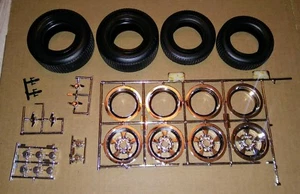 1/8 Monogram 32 Ford Big Deuce chrome Mag Wheels w/ Goodyear Tires - Picture 1 of 2