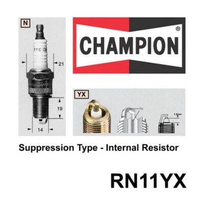 2x CHAMPION Performance Driven Quality Copper Plus Spark Plug For Ford #RN11YX - Image 1 of 4