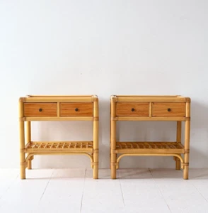 MidCentury Comodini vintage in bambù, design scandinavo vintage, 60s - Picture 1 of 12