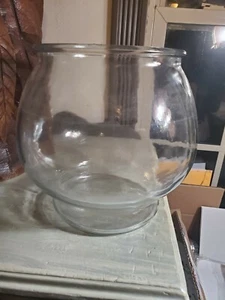 vintage large glass fish bowl terrarium turtle 8 " gold fish aquarium  - Picture 1 of 6