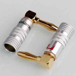 4pcs 4mm Banana Plugs Right Angle Gold-Plated 24K Video Wire Cable Connector - Picture 1 of 11