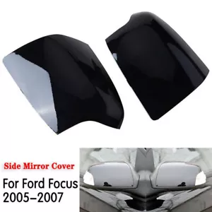2 PIEZAS tapa cubierta espejo retrovisor negro brillo lateral para Ford Focus MK2 2005-2008, - Imagen 1 de 7