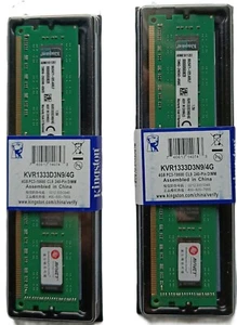 2 X 4 GB (8GB) DDR3 1333 MHz 2 BANCHI MEMORIE RAM KINGSTON 1,5V DIMM PC3 DESKTOP - Foto 1 di 8