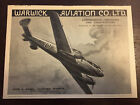 Warwick Aviation Co. Ltd. 1940 Print Ad, British Aircraft WW2