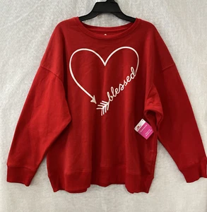 Way To Celebrate  Heart Sweatshirt Woman's XXXL (20) Red Blessed Valentines - Picture 1 of 9