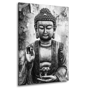 Leinwand Bild Buddha Abstrakt Wandbilder Kunstdruck Wohnzimmer Bilder SW - Bild 1 von 5