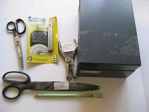 vintage lot of office supplies school scissors old hole punch file metal  desk - Picture 1 of 1