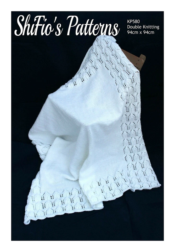 Knitting Pattern for Babies Shawl, Baby Afghan Pattern, Double Knitting, KP580 - Image 1 of 4