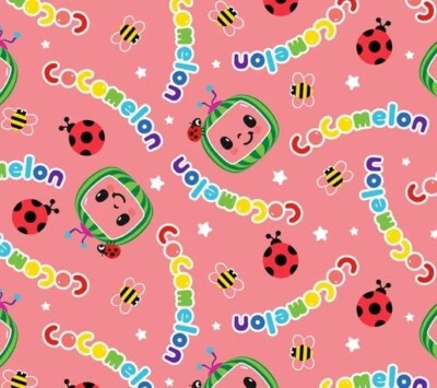 Tela de algodón rosa Cocomelon Bees & Ladybugs por yarda Foto 1 de 2