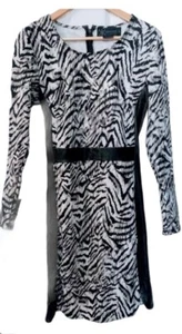 Kardashian Kollection Womens Dress Large KK Tiger Print Black Panel Long Sleeve - Picture 1 of 5