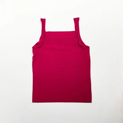 Camiseta sin mangas tejida de nailon cuello cuadrado ajustada rosa fucsia Kate Hill Y2K años 2000 M L Foto 1 de 4