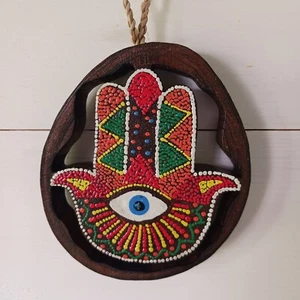 Mano de Fátima recortada pintada a puntos | Colgante de pared - Imagen 1 de 3