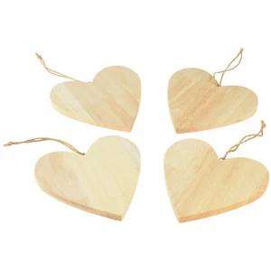 Holzherzen zum Hängen Dekoherzen Basteln 15x15cm 4er Set mit Kordel - Bild 1 von 3