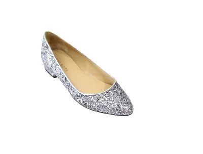 Talbots Edison Ballet Flat Women Slip on Dress Shoe sz 7 Silver Glitter wedding - Image 1 of 4