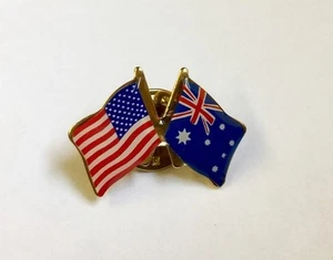 USA and AUSTRALIA Crossed Friendship Flag Lapel Pin **MADE IN USA** - Picture 1 of 5