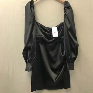 NB Avenue Black Satin Mini Dress Size Large BNWT - Picture 1 of 10