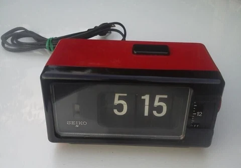 Seiko Digital Flip Clock DP690T Showa Retro Vintage Alarm Red 100V Used Japan Cover