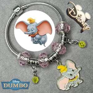DUMBO Flying Elephant Silver Handmade 3mm Snake Chain Enamel Charm Bracelet ✨NEW - Picture 1 of 7