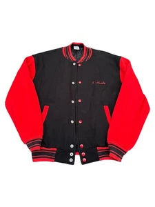 Vintage rot-schwarze College-Jacke mit gesticktem Logo Größe L - Bild 1 von 7