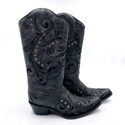 Botas Corral Circle G L5936 negras bordadas tachuelas vaqueras occidentales talla 7,5 Foto 1 de 4