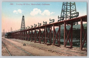 Bakersfield CA Railroad Tracks Loading Oil Cars c1910 Antique Postcard - Picture 1 of 2
