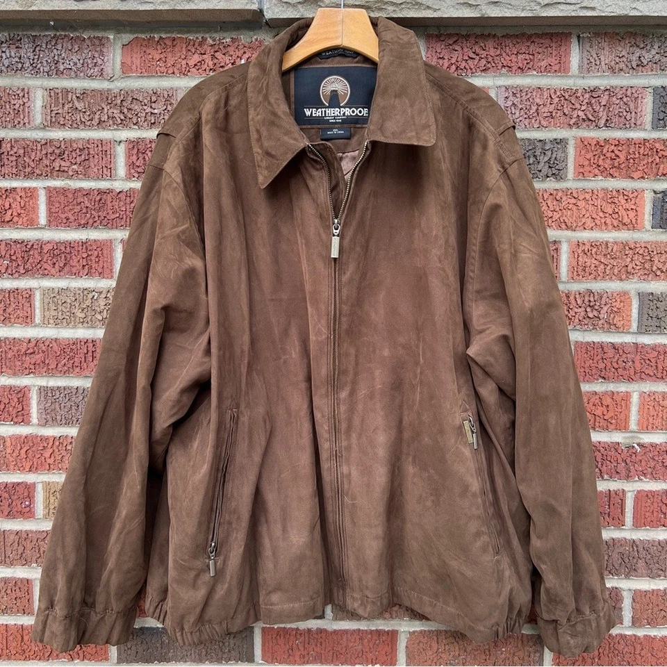 Weather Proof Brown Suede Full Zip Up Collared Jacket - Image 1 of 4