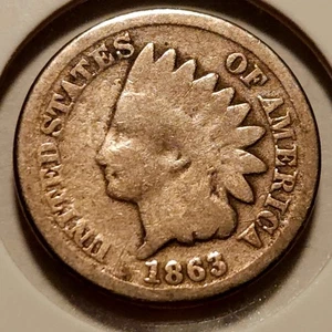 1863 Copper Nickel Indian Head Cent - AG/G (Lot #2) - Picture 1 of 2