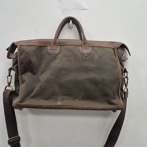Barbour Belsay Wax Cotton Leather Laptop Briefcase Shoulder Messenger Work Bag - Picture 1 of 9