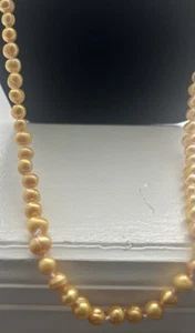 yellow real pearl necklace Set - Picture 1 of 14