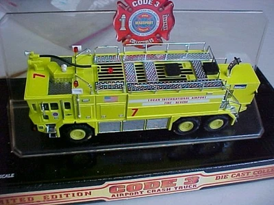 CODE 3 MASSPORT BOSTON LOGAN AIRPORT OSHKOSH CRASH FIRE TRUCK  SCALE 1/64 scale - Image 1 of 4