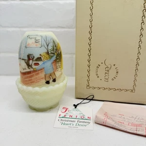 Fenton Custard Glass Fairy Lamp “Heart’s Desire” Glows In Box Limited Ed #286 - Picture 1 of 13