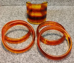 Menge 5 Vintage braun Root Beer Swirl Plexiglas Armreif Armband 3" durchscheinend 1 Manschette - Bild 1 von 6