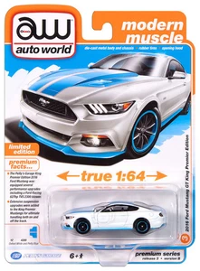 2017 Ford Mustang GT Petty's Garage White Auto World Premium 1:64 Scale - Picture 1 of 4