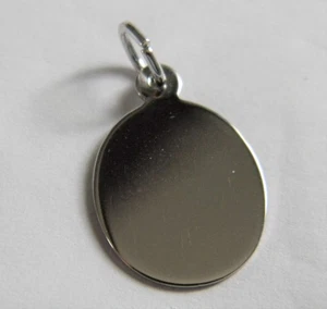 h823 Cute Sterling Silver Polished Oval Charm or Pendant - Picture 1 of 5