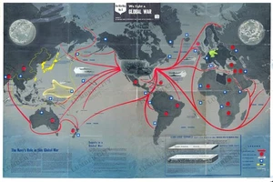 We Fight a Global War 1944 WWII Navy Karte Poster Druck Wandbild Retro USA - Bild 1 von 11