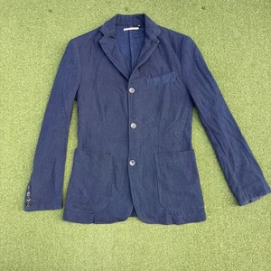 Apolis Global Citizen Blazer Jacket Mens XS Blue Indigo Wool Long Sleeve Knit - Picture 1 of 24