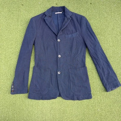 Apolis Global Citizen Blazer Jacket Mens XS Blue Indigo Wool Long Sleeve Knit - Image 1 of 4