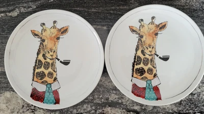 The Cellar Macy's Exclusive Cheeky GIRAFFE Pipe Smoker Salad Plate Porcelain 9" - Image 1 of 2