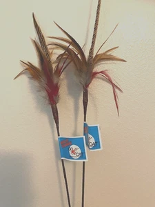 2 COUNT CAT TEASER WILD THING FEATHER WAND GO CAT TOYS 18" - Picture 1 of 16
