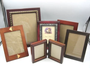 Lote de marcos de madera vintage 8 x 10 -- 5 x 7 lote de seis (6) bisagras - con incrustaciones - Imagen 1 de 21