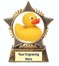 Yellow Duck Trophy Star Award 90mm Antique Gold Resin Free Engraving Duck Race B