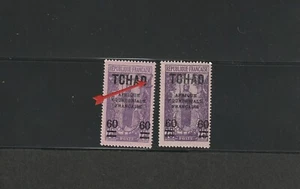 Chad 1924 60c on 75c shifted design error, outside the margin UL #51var & reg - Picture 1 of 2