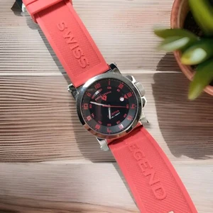 Swiss Legend Sportiva Mens Watch Red Black Silicone Band 11" Black Face Red #'s - Picture 1 of 16