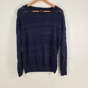 Jeanswest womens knit jumper top size XS navy blue geometric cotton blend 034055 - Picture 1 of 13