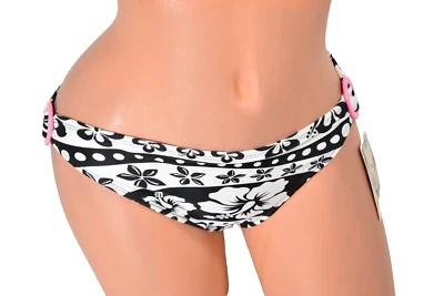 Women's Hobie Hipsters Black & White Floral Bikini Bottom Size XS  NWT - Image 1 of 4
