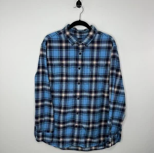 American Eagle Men’s Button Up Flannel Shirt Sz 2XL XXL Blue Plaid Prep Fit EUC - Picture 1 of 12