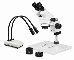 Microscopio estéreo zoom binocular Vision 3.5X-90X con luz LED de doble cuello de ganso - Imagen 1 de 5