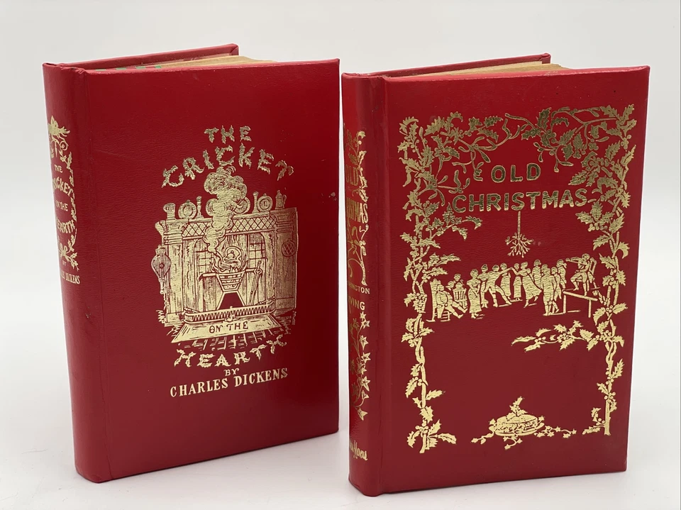 2 Vintage Charles Dickens Books Old Christmas The Cricket Hearth Neiman Marcus  - Image 1 of 4
